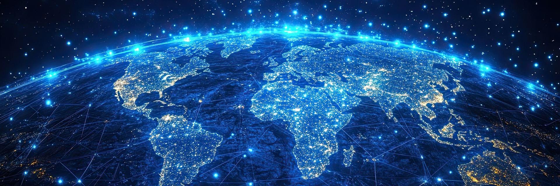 Earth at night from space: Illuminated cities and network connections – global strategy in focus
